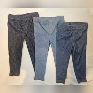 Set Of 3 Toddler Denim Leggings - Blue Shades- 18 Months
